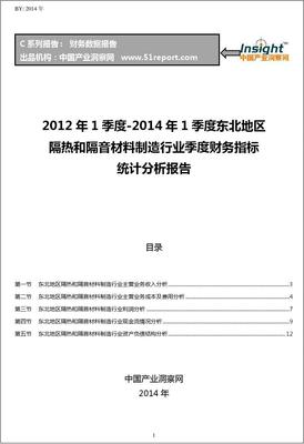 2012-2014年1季度東北地區隔熱和隔音材料制造行業財務指標分析季報